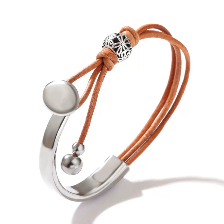 BEATRICE | DISC CHARM FAUX LEATHER CUFF BRACELET