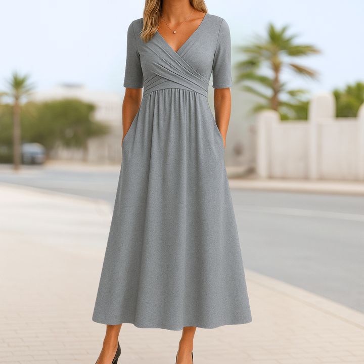 BODINE | CROSSOVER SHORT-SLEEVE DRESS