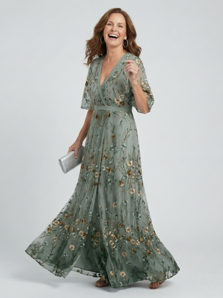 KENZA | HALTER BLOOM FLOW MAXI DRESS