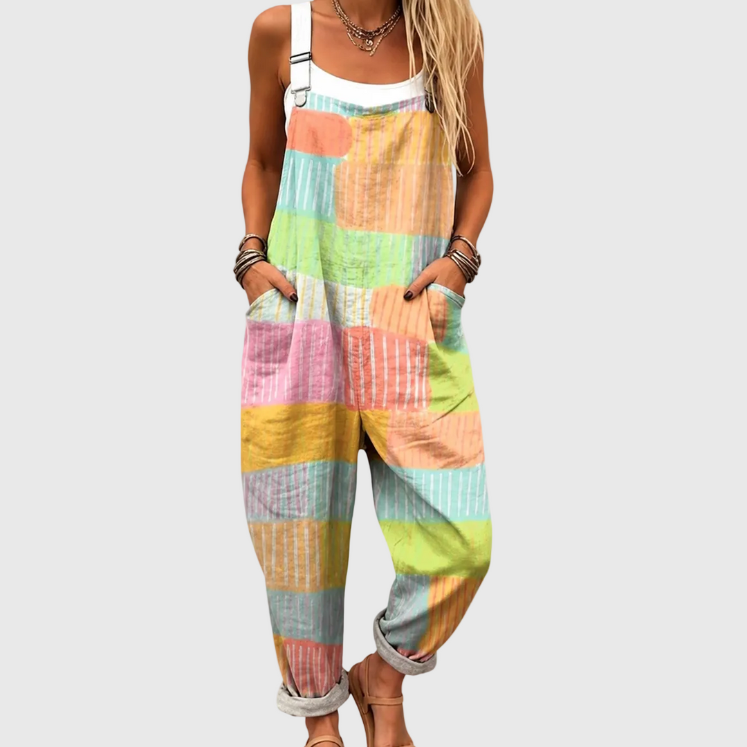 CHARLOTTE | PASTEL PATCHWORK DUNGAREES COMFORT