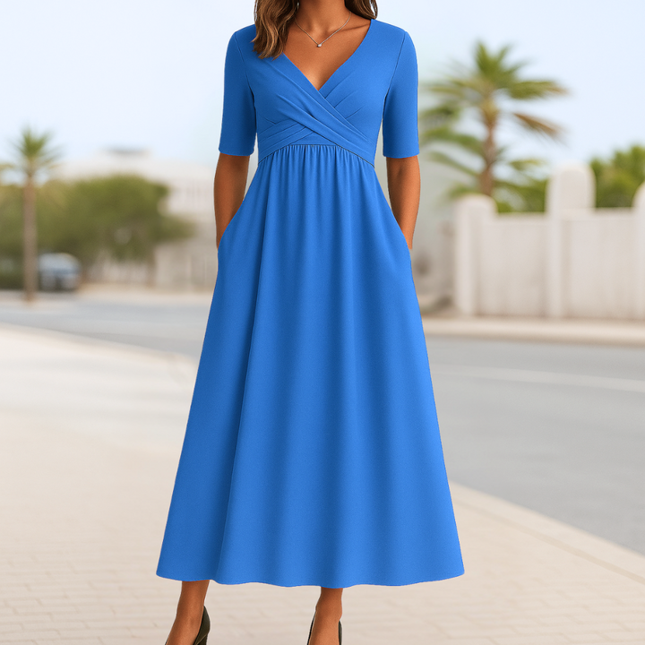 BODINE | CROSSOVER SHORT-SLEEVE DRESS