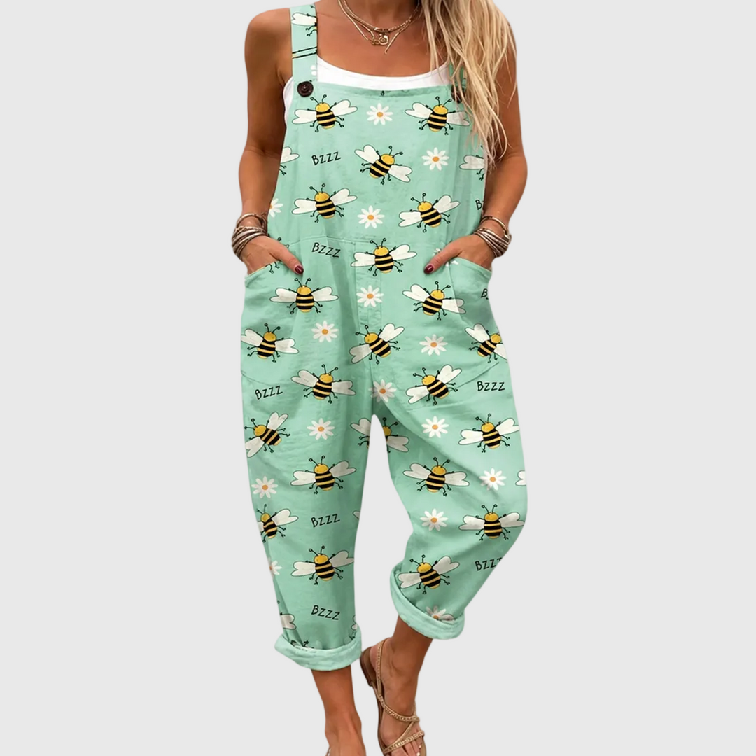 FLORENCE | SOFT JUMPSUIT WITH BEE AND DAISY PATTERN