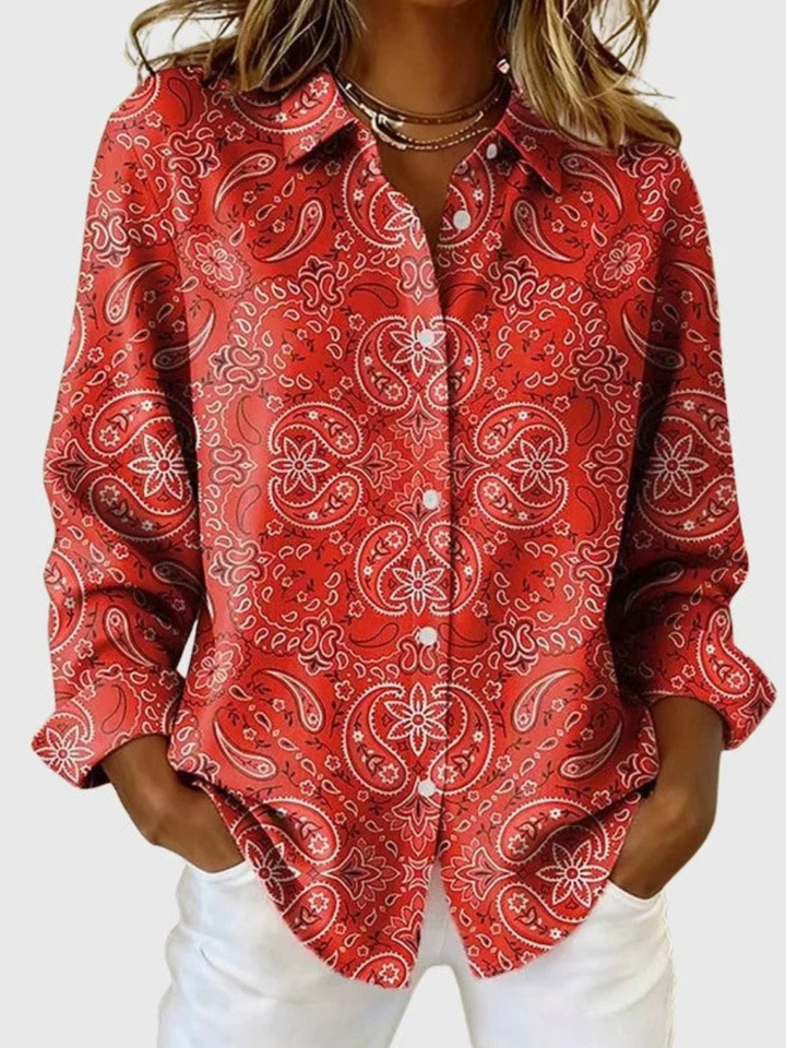 KATARINA | PAISLEY PRINT BUTTON-UP BLOUSE