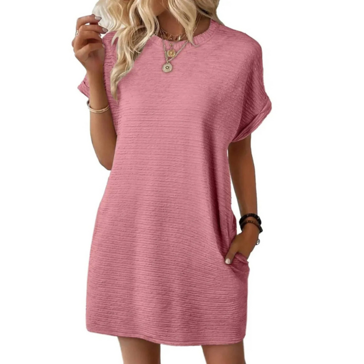 EVA | CASUAL MINIMALIST ROUND NECK SUMMER DRESS