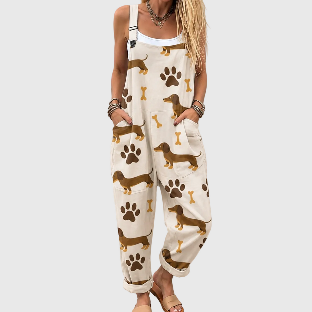 ELSIE | SOFT JUMPSUIT WITH PUPPY PRINT