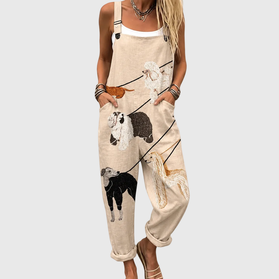 HARRIET | RELAXED OVERALLS WITH ELEGANT DOG PRINT