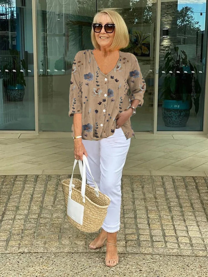 LEANNE | PRINTED BUTTON TUNIC TOP