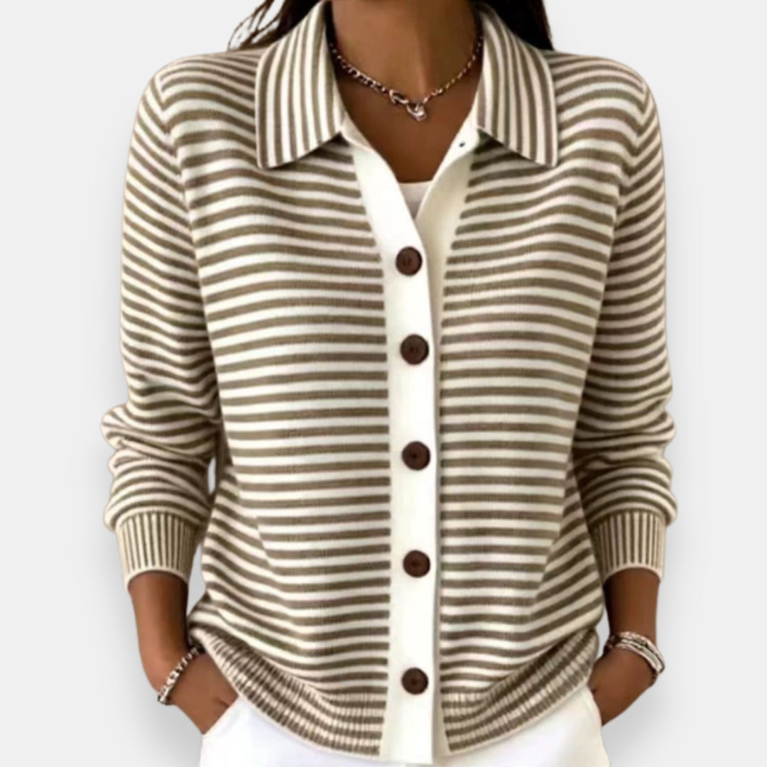 NOLA | STRIPED COLLAR CARDIGAN