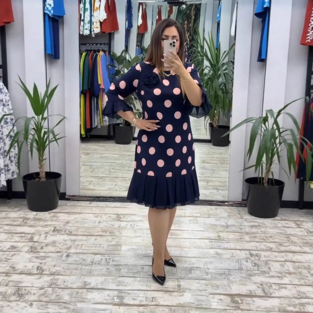 TISHA | PLEATED POLKA DOT DRESS
