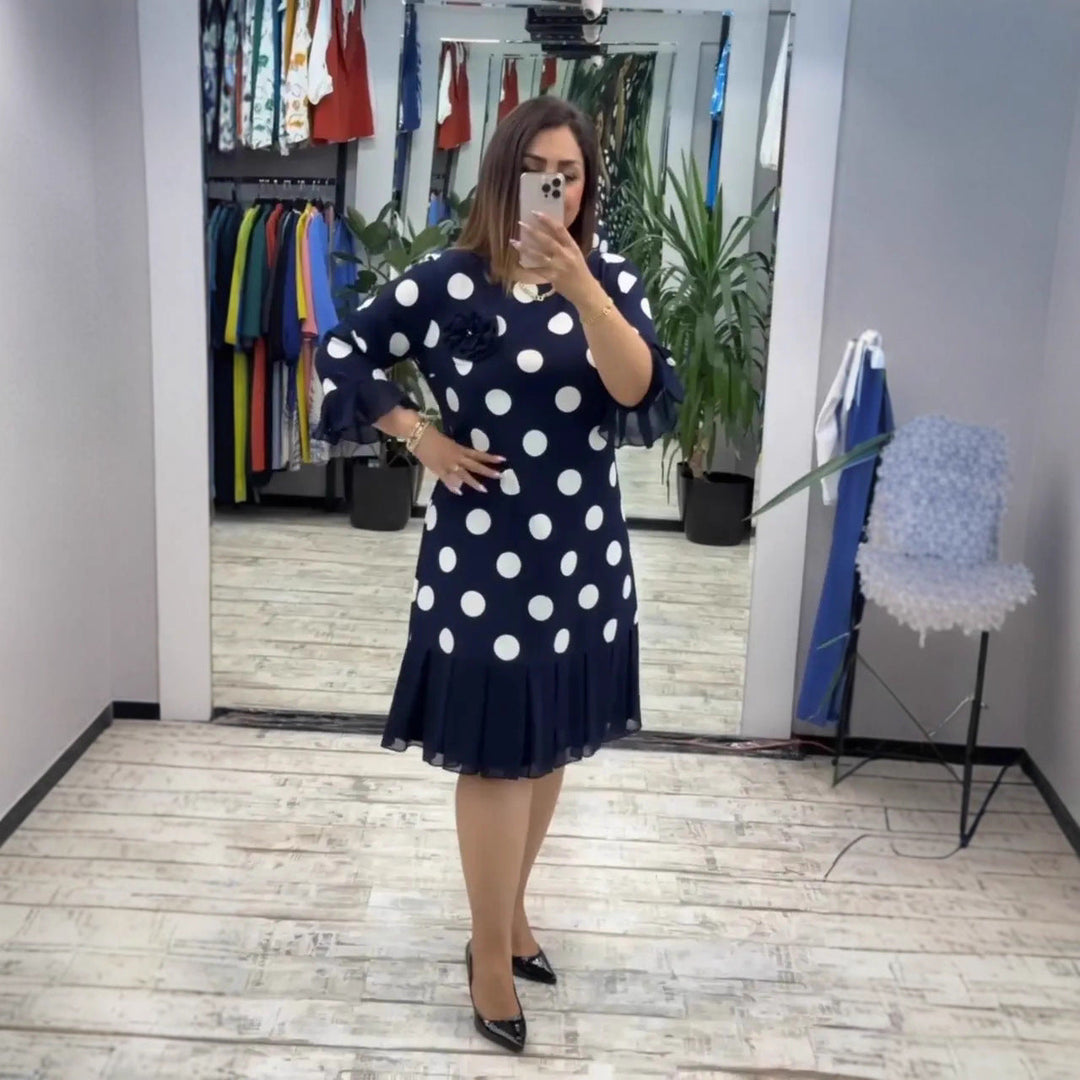 TISHA | PLEATED POLKA DOT DRESS