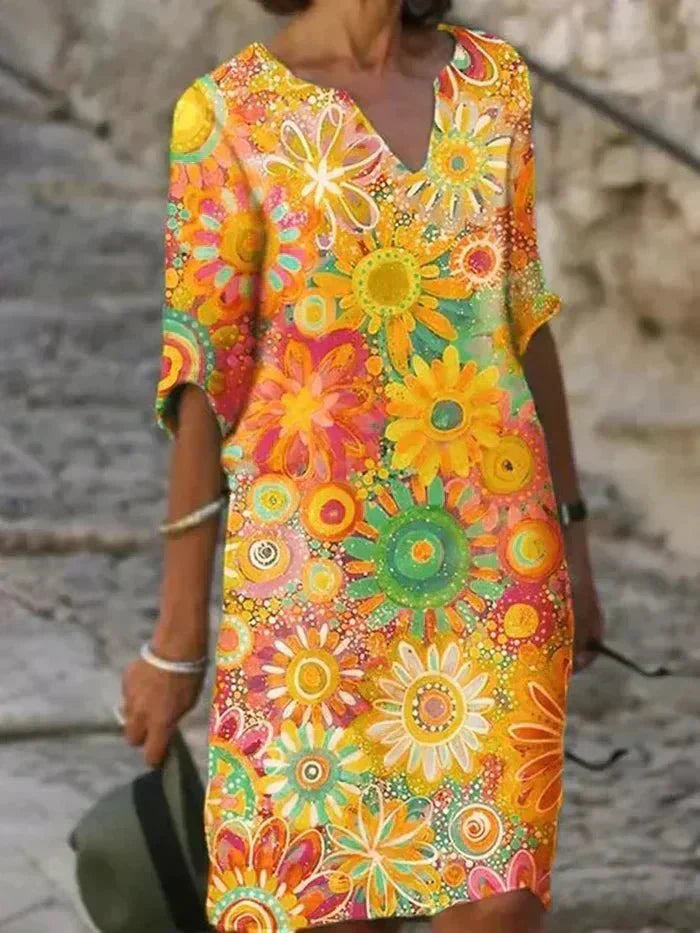 ELENA | VIBRANT FLORAL MIDI DRESS