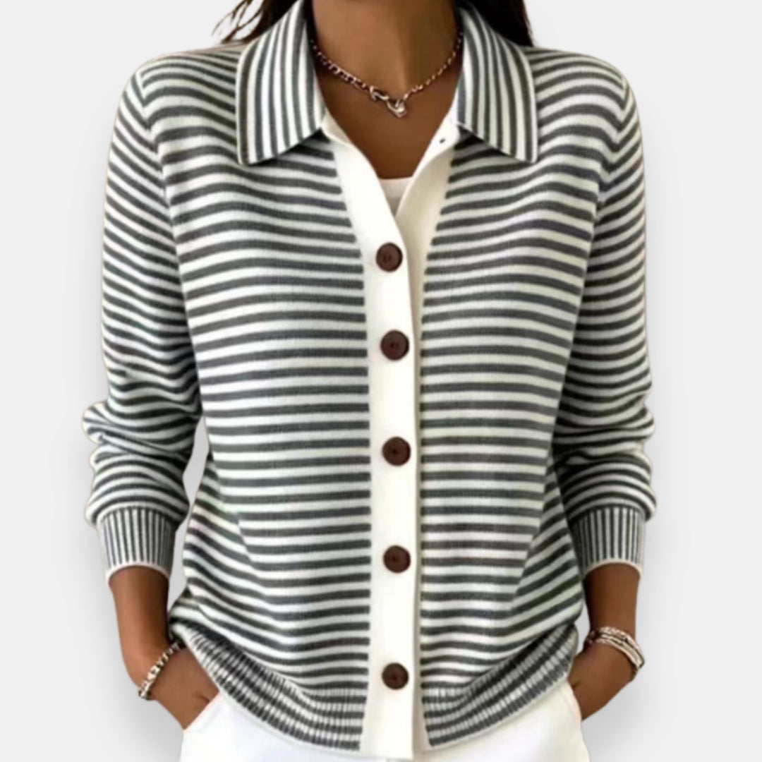 NOLA | STRIPED COLLAR CARDIGAN