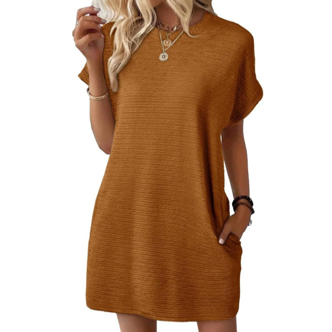 EVA | CASUAL MINIMALIST ROUND NECK SUMMER DRESS