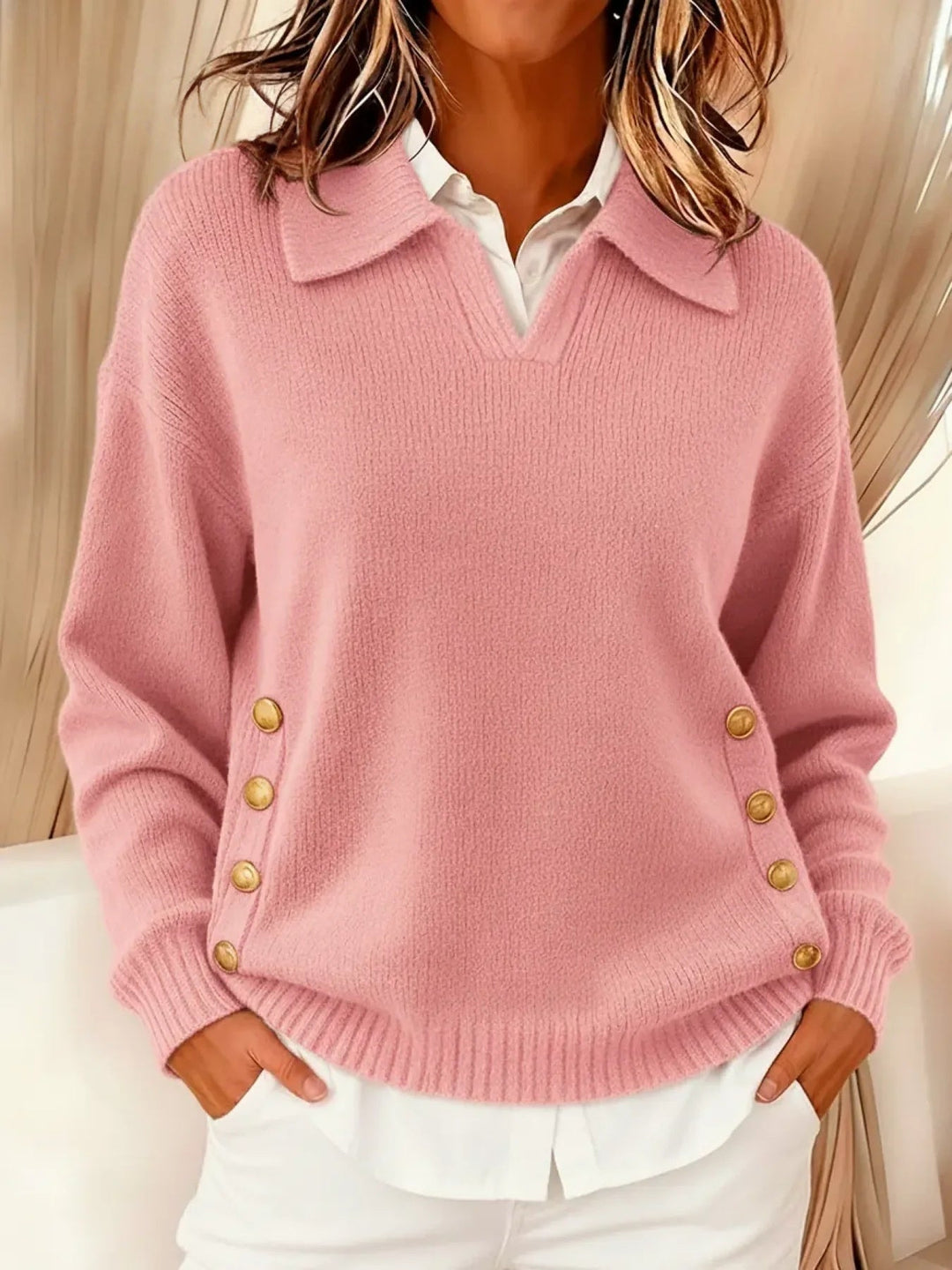 CLARENDA | V-NECK SWEATER WITH COLLAR