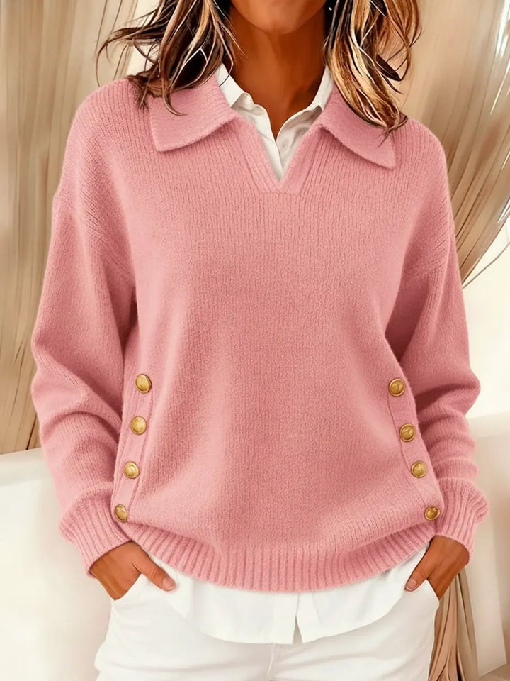 CLARENDA | V-NECK SWEATER WITH COLLAR