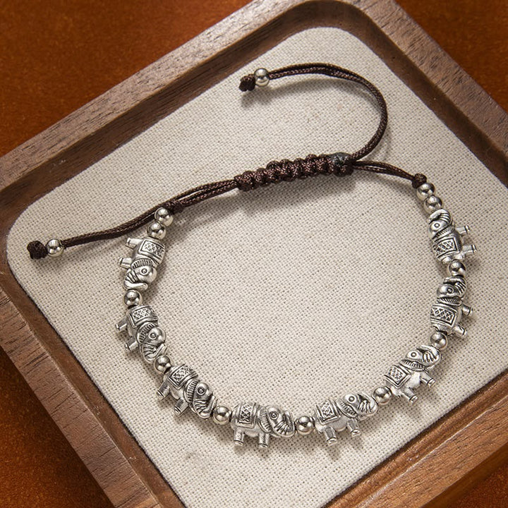 TABITHA | SILVER ELEPHANT BEAD CORD BRACELET