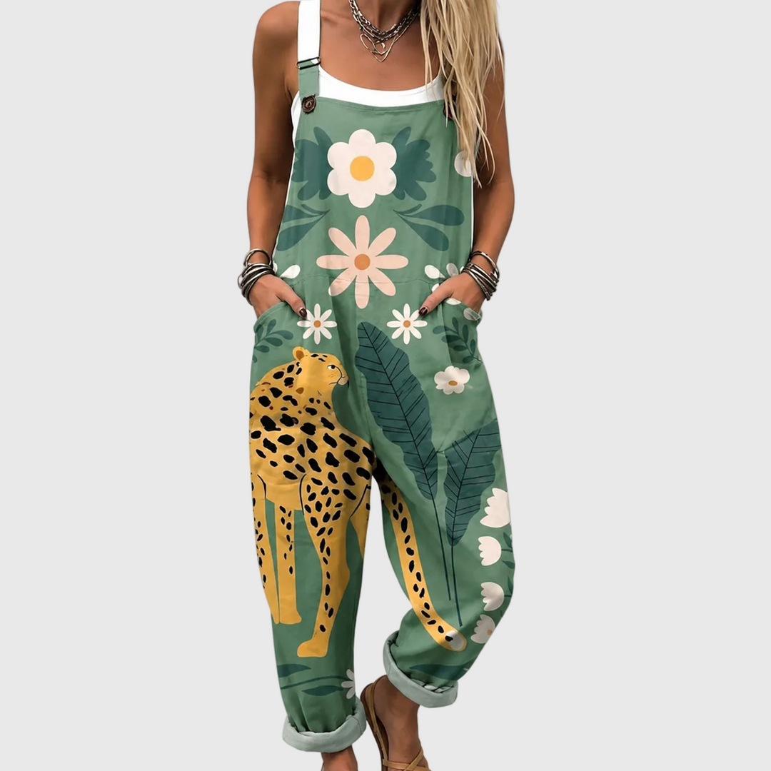 GEORGIA | FLORAL LEOPARD OVERALLS
