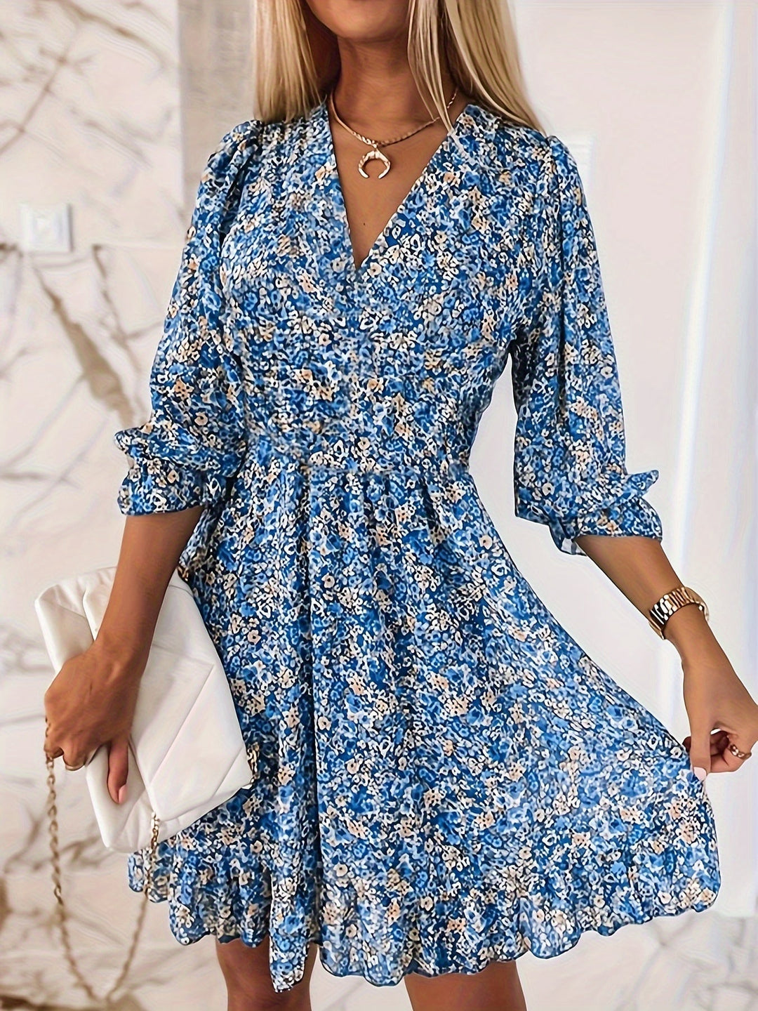 NISSIA | FLORAL RUFFLE MINI DRESS