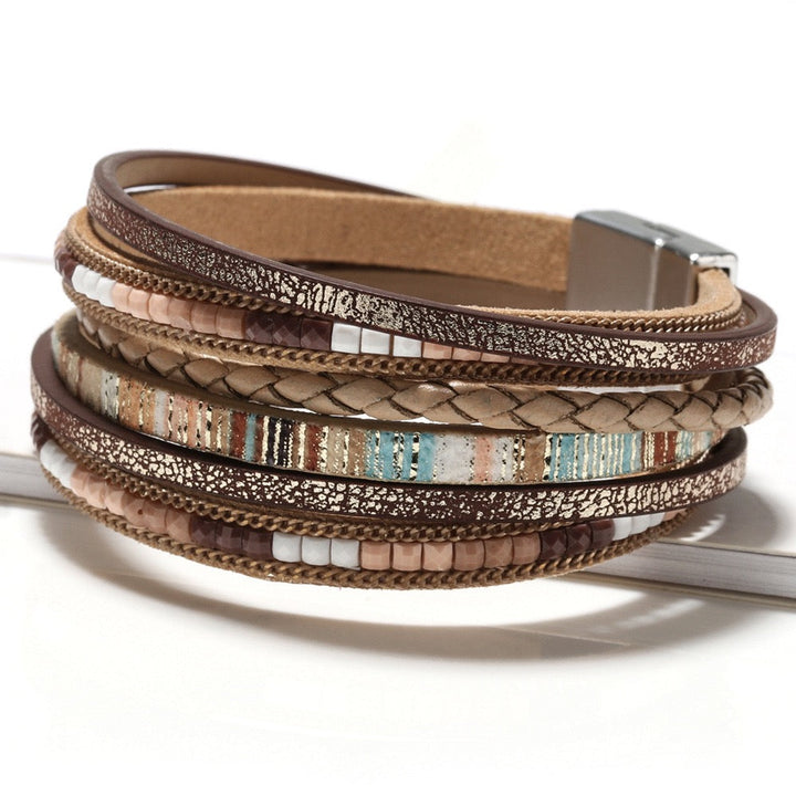 ELEANOR | TAN FAUX LEATHER WRAP BRACELET