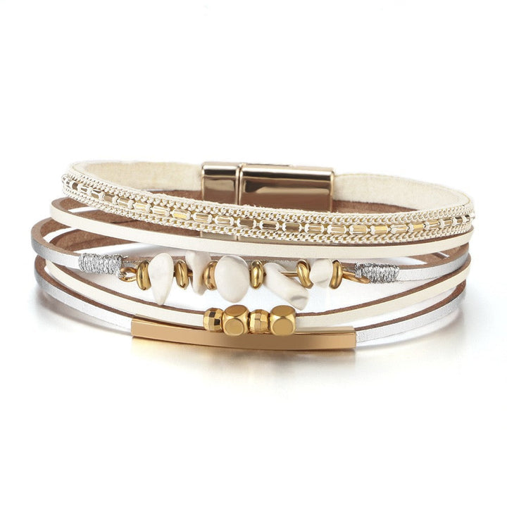 PRIMROSE | WHITE STONE CHIP FAUX LEATHER BRACELET