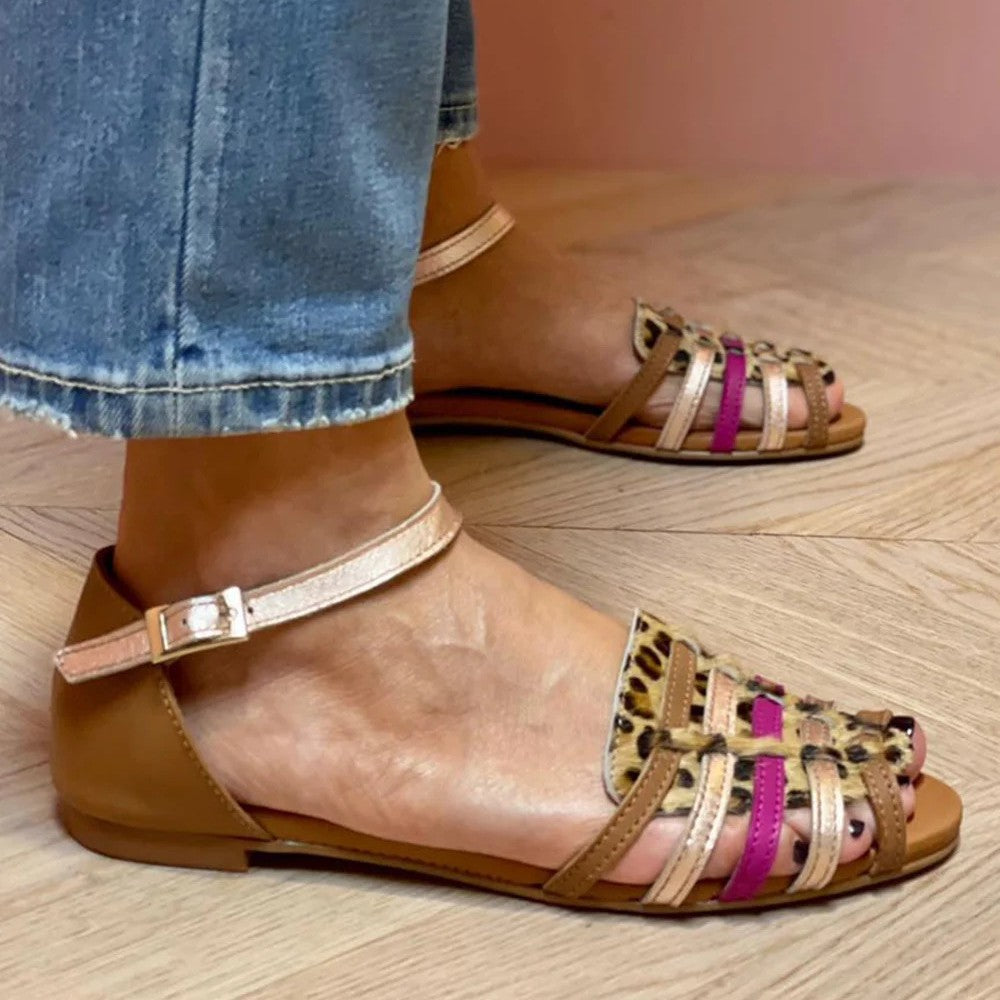 VITTORIA | LEOPARD MULTI-STRAP SANDALS