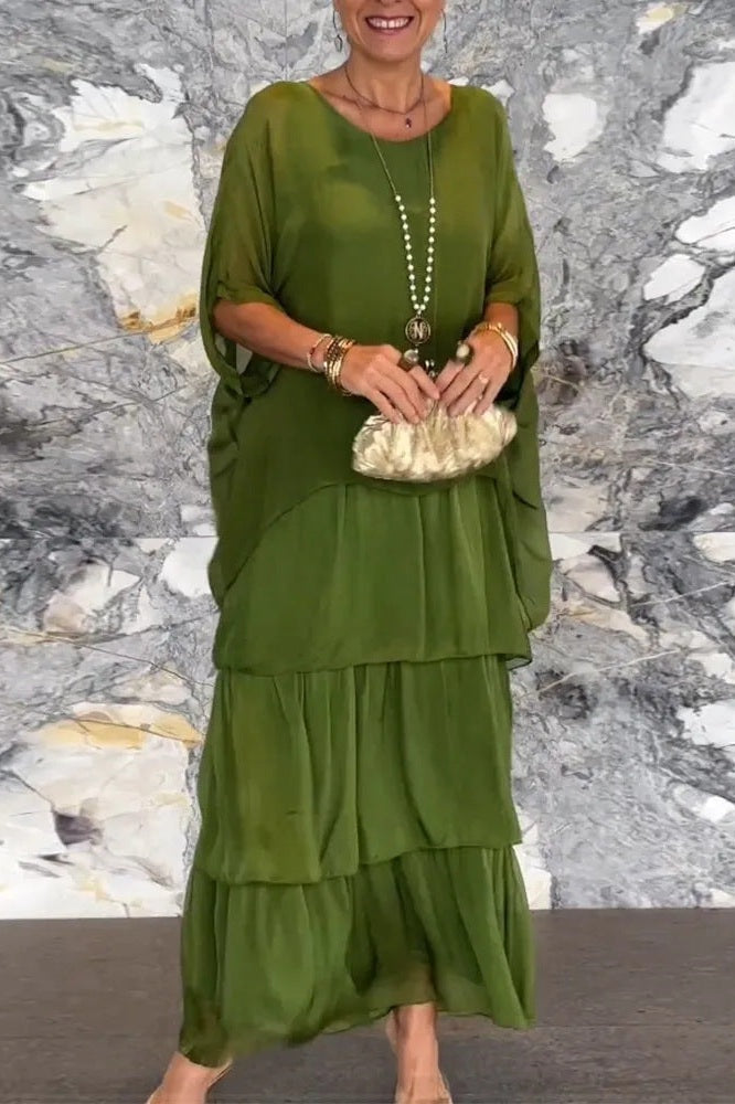 NORA | LAYERED DRESS OLIVE GREEN