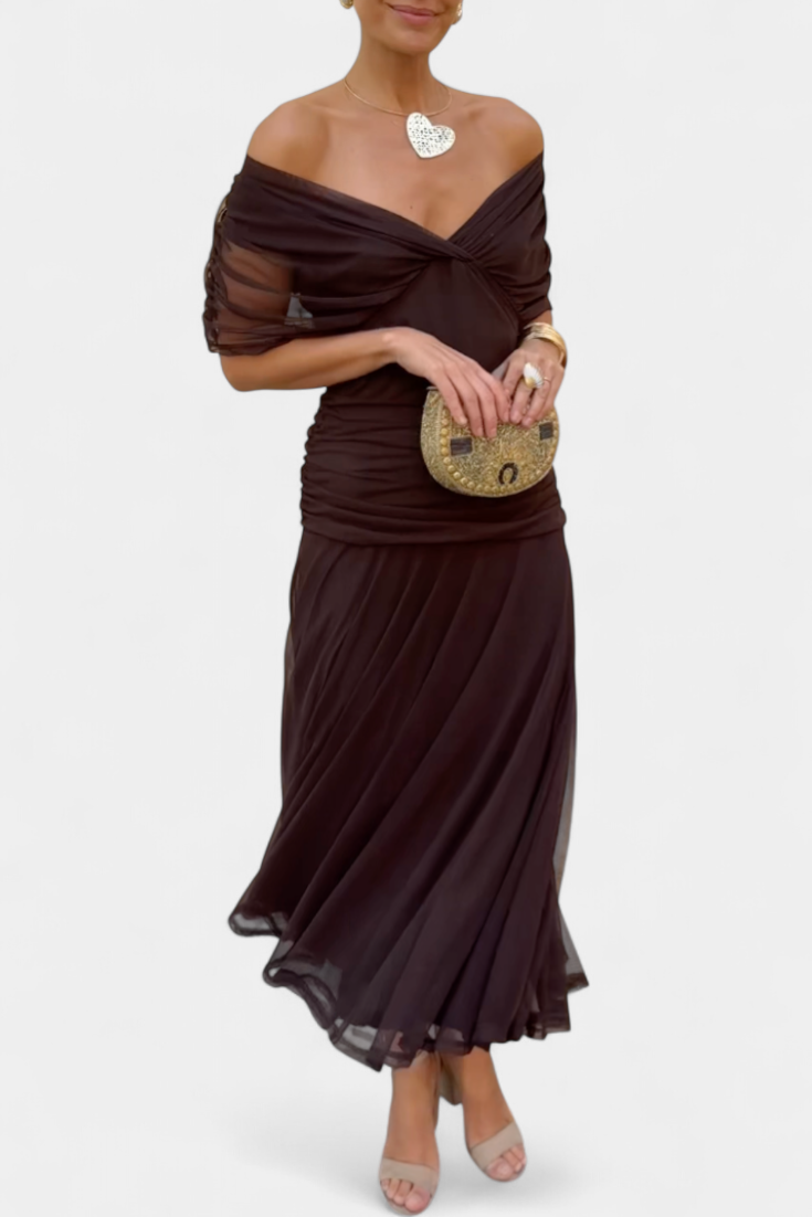 SHARICE | LONG FLORAL DRESS WITH V-NECK