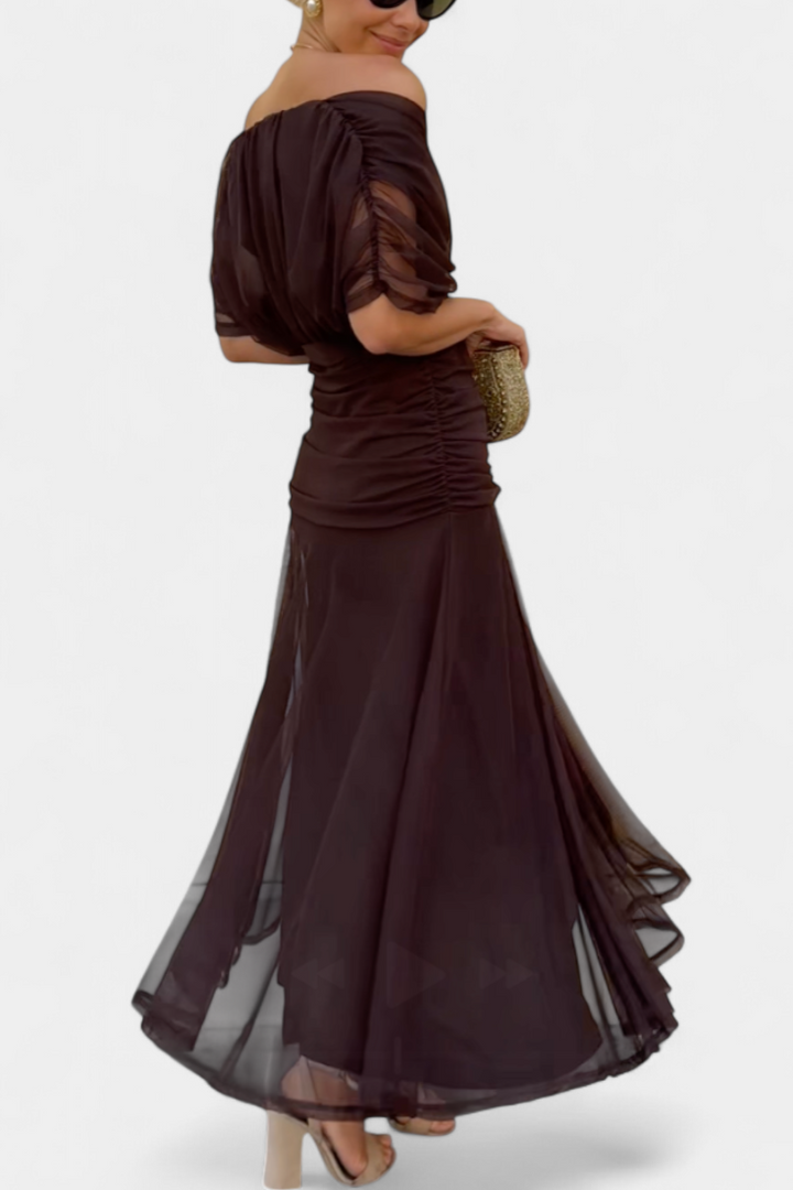 SHARICE | LONG FLORAL DRESS WITH V-NECK