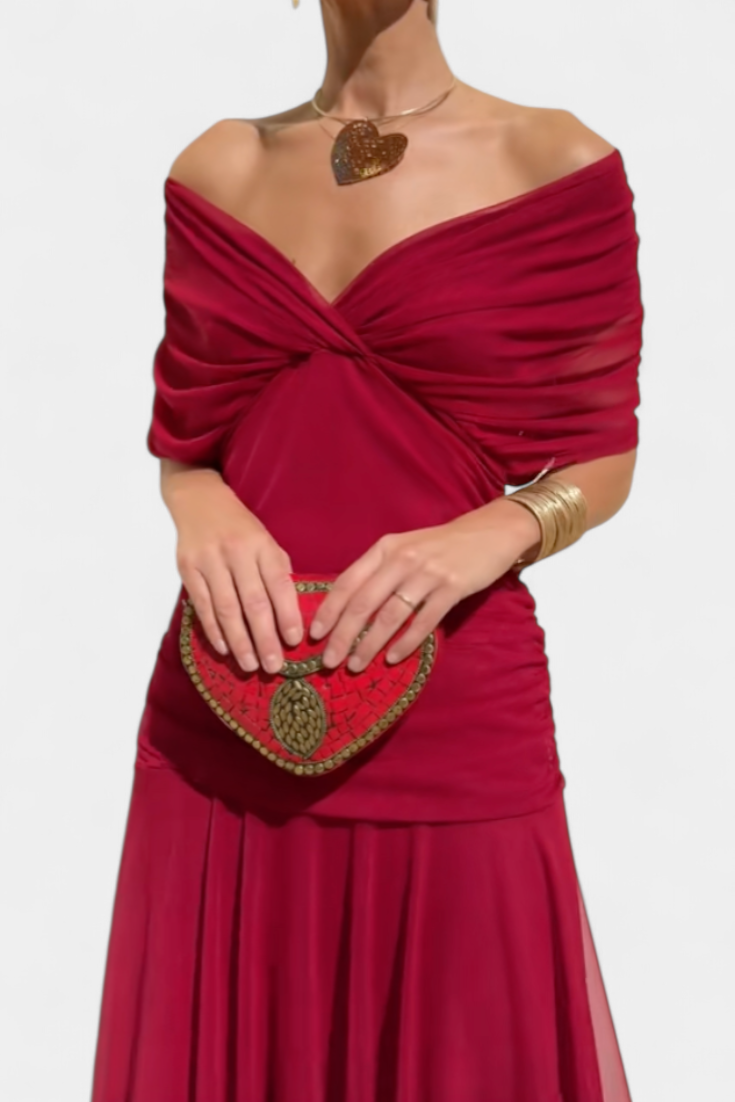 SHARICE | LONG FLORAL DRESS WITH V-NECK