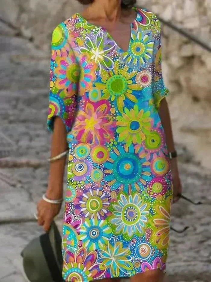 ELENA | VIBRANT FLORAL MIDI DRESS