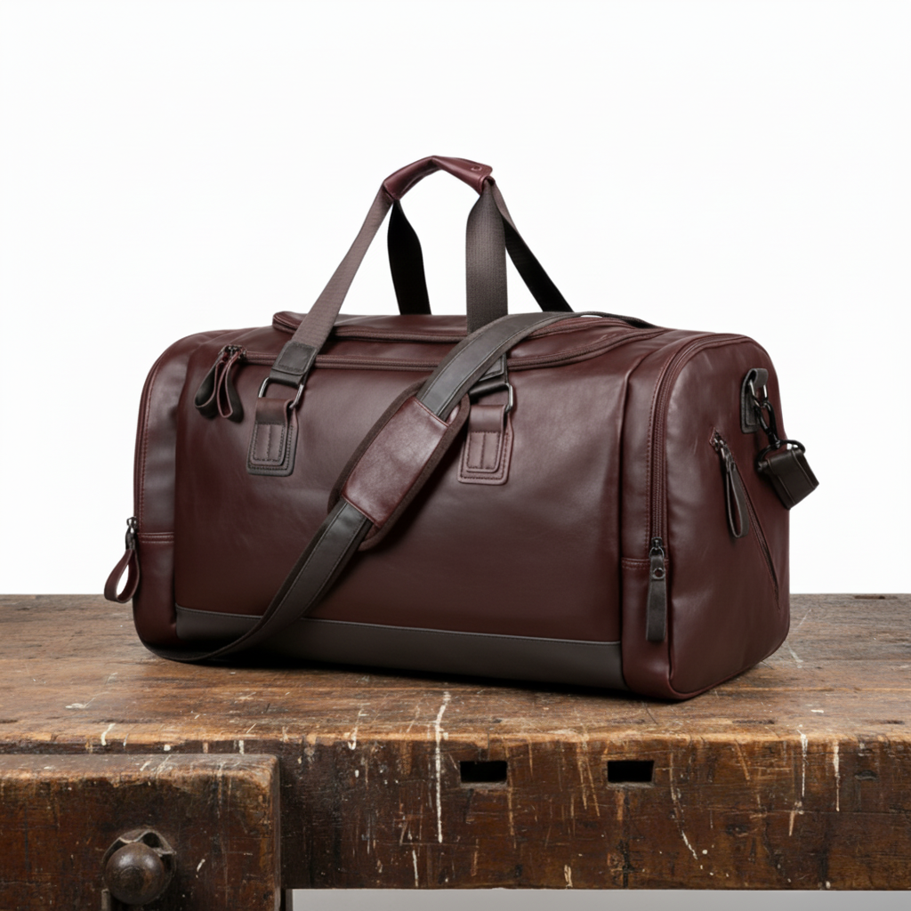 Oskar Leather-Style Travel Bag