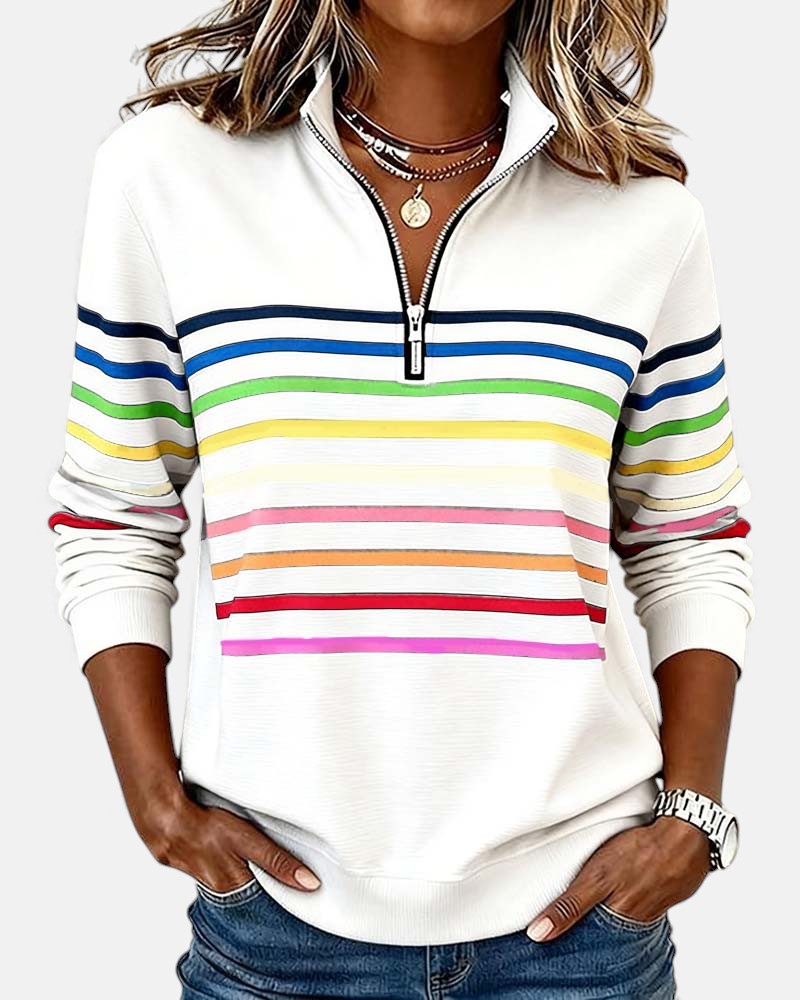 MEDLINE | RAINBOW STRIPED QUARTER-ZIP