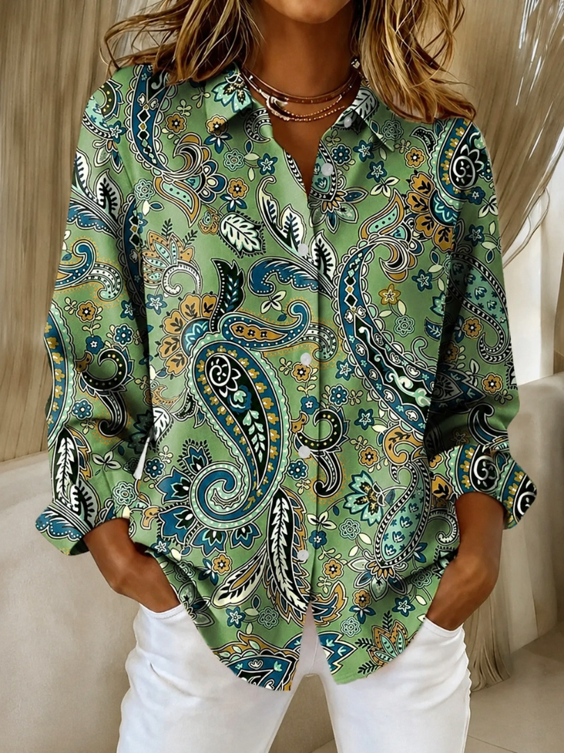 KATARINA | PAISLEY PRINT BUTTON-UP BLOUSE