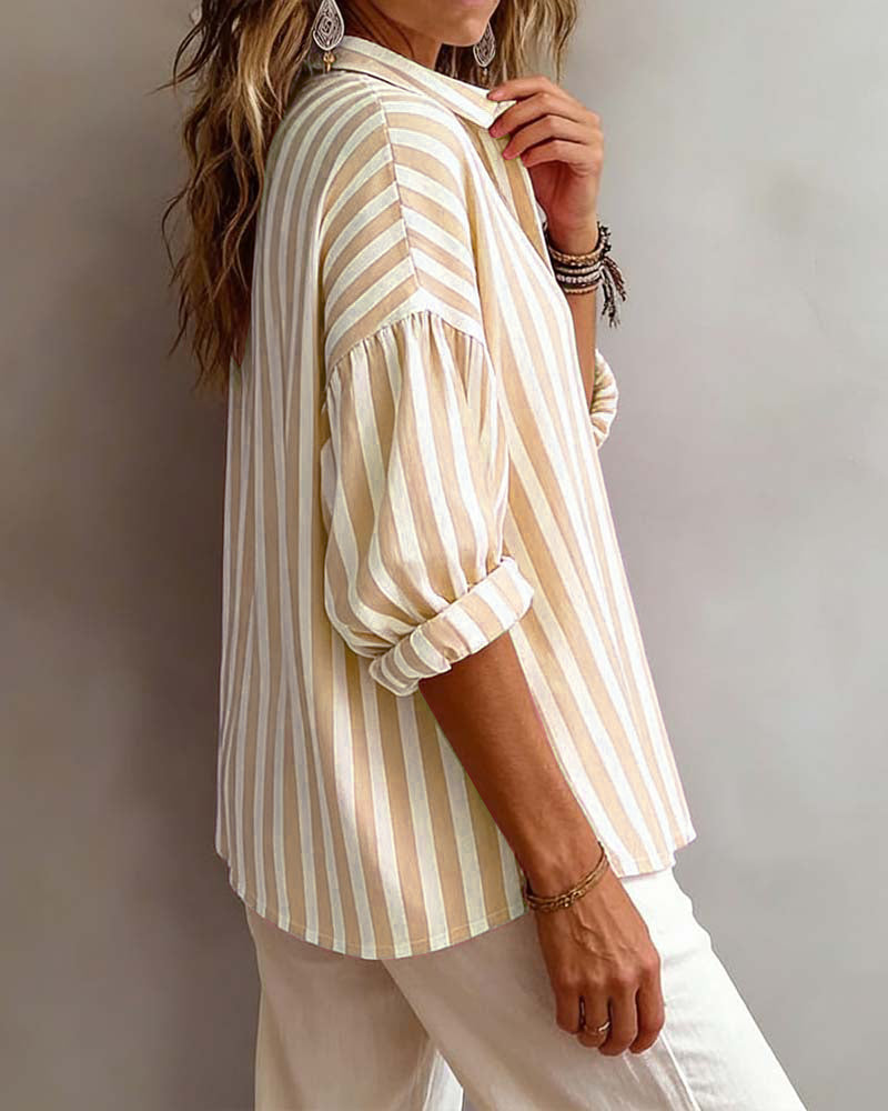 NORA | LOOSE STRIPED BLOUSE WITH COLLAR