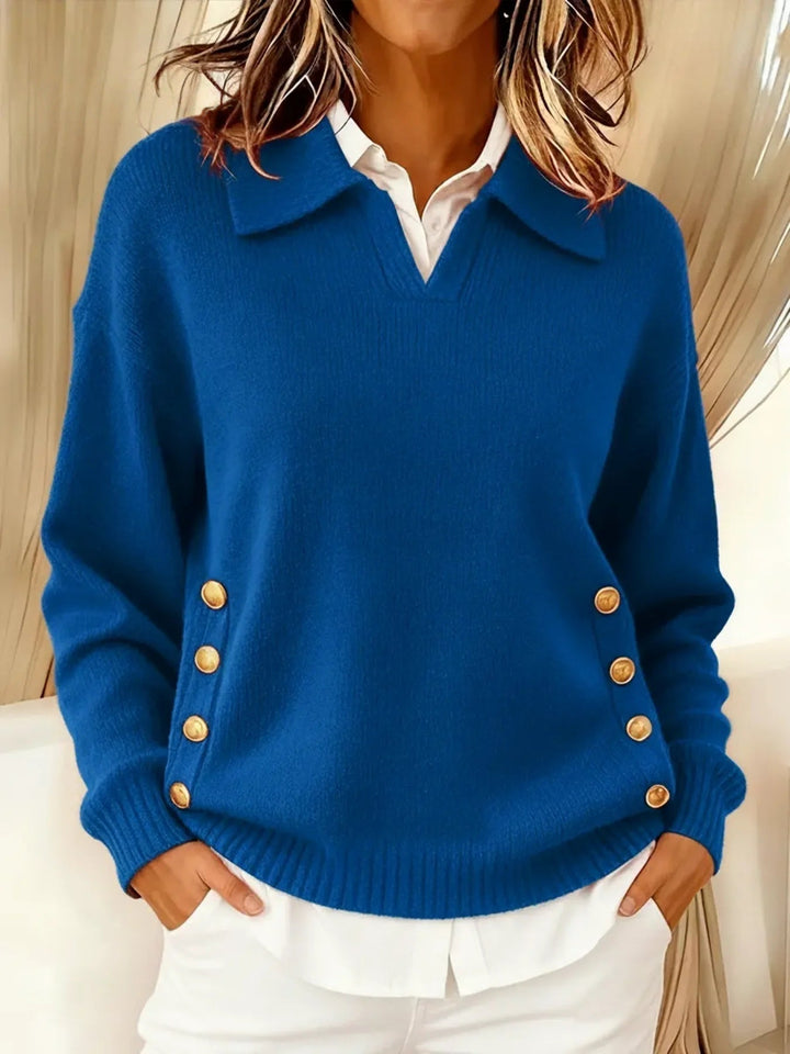 CLARENDA | V-NECK SWEATER WITH COLLAR
