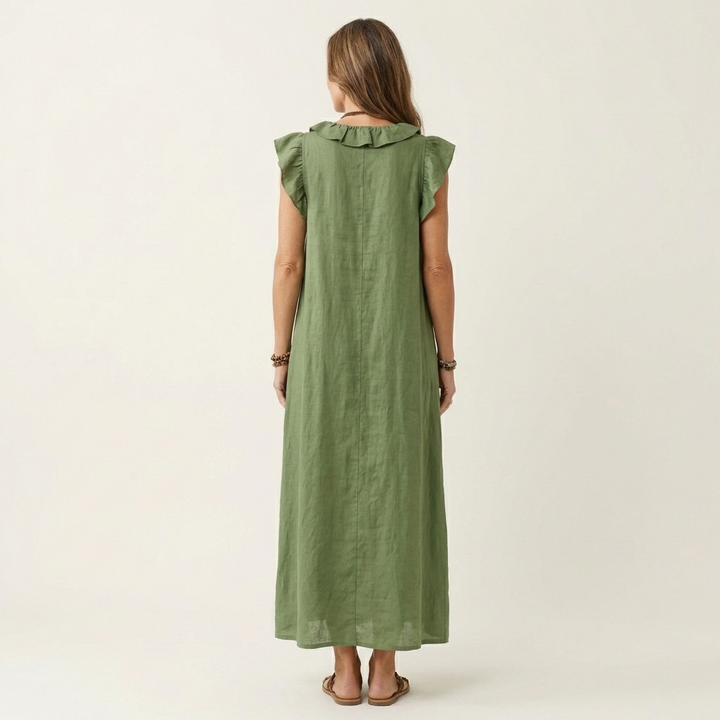 VIOLET | RUFFLE V-NECK MAXI DRESS