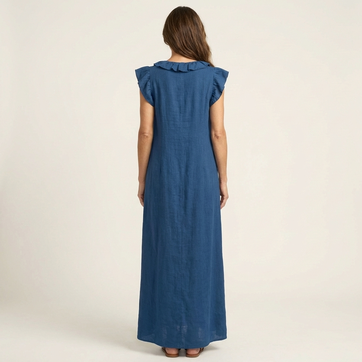 VIOLET | RUFFLE V-NECK MAXI DRESS