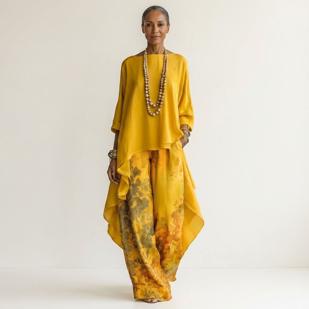 MEREDITH | ELEGANT TWO-PIECE SET WITH ASYMMETRIC TUNIC