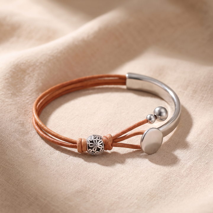 BEATRICE | DISC CHARM FAUX LEATHER CUFF BRACELET