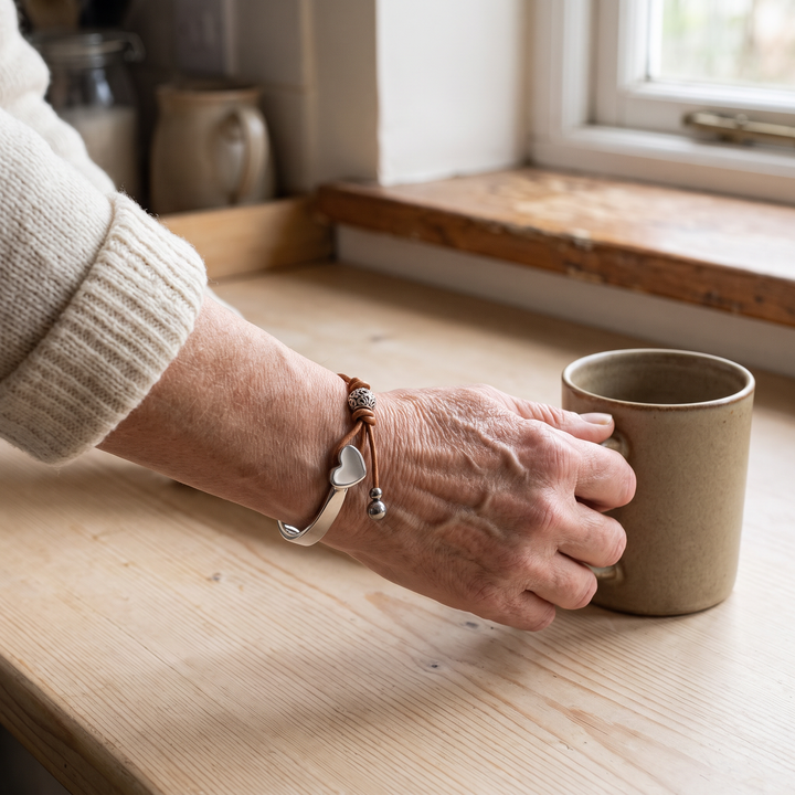 HARRIET | HEART CHARM FAUX LEATHER CUFF BRACELET