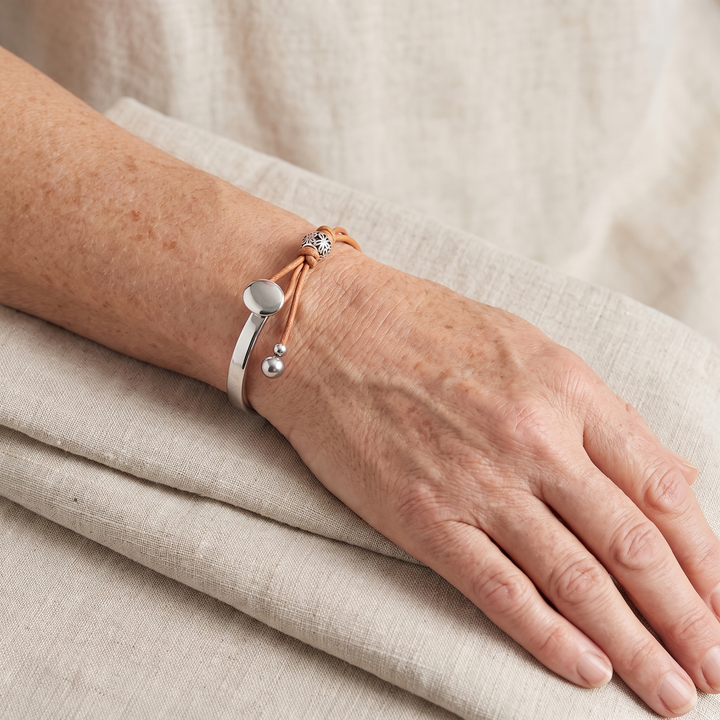 BEATRICE | DISC CHARM FAUX LEATHER CUFF BRACELET