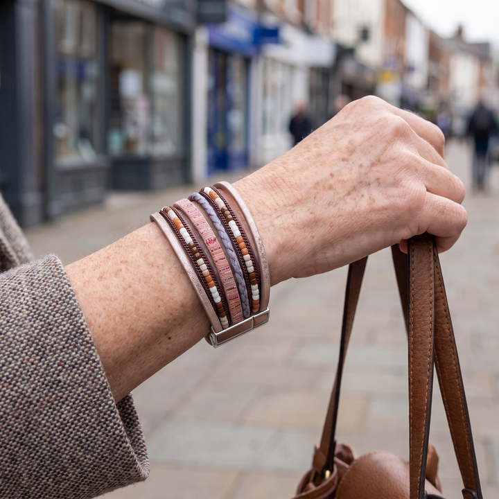 WINIFRED | MAUVE FAUX LEATHER WRAP BRACELET