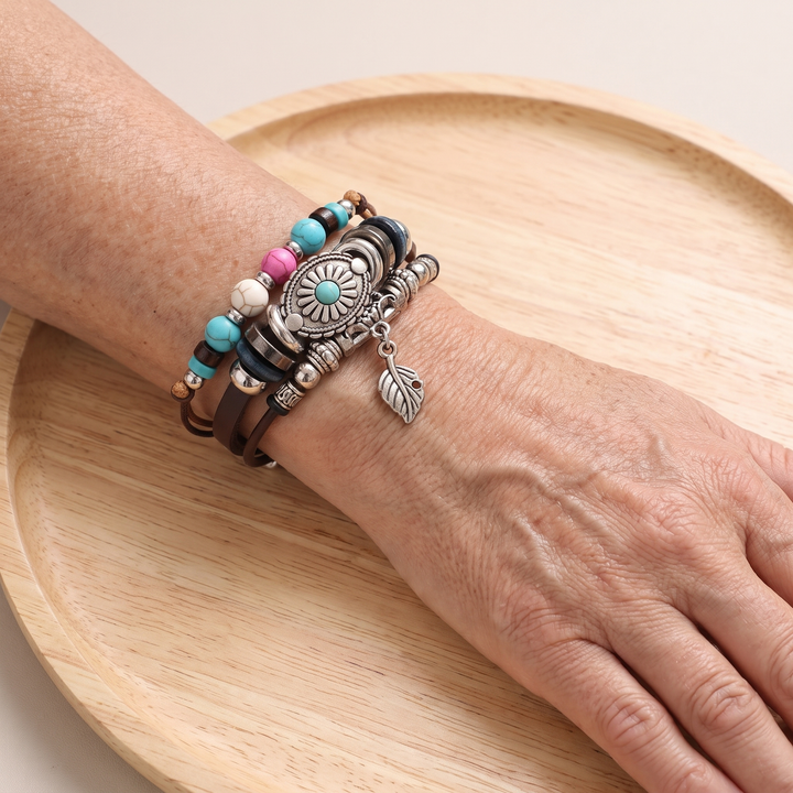 OPHELIA | TURQUOISE CONCHO FAUX LEATHER BRACELET