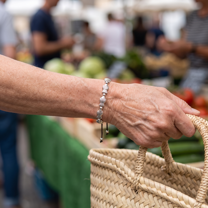 ELODIE | FISH &amp; SILVER BEAD CORD BRACELET