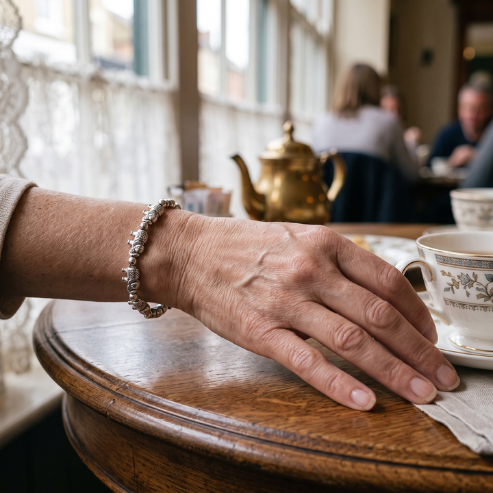 TABITHA | SILVER ELEPHANT BEAD CORD BRACELET