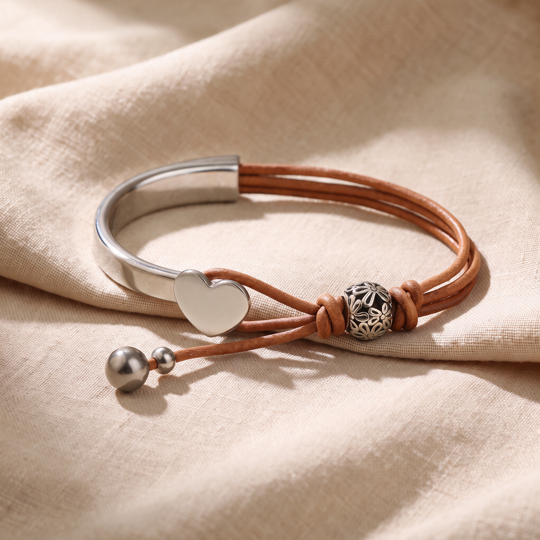 HARRIET | HEART CHARM FAUX LEATHER CUFF BRACELET