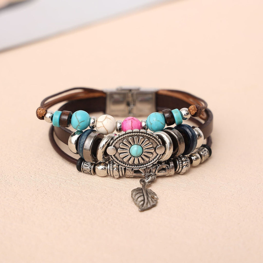 OPHELIA | TURQUOISE CONCHO FAUX LEATHER BRACELET