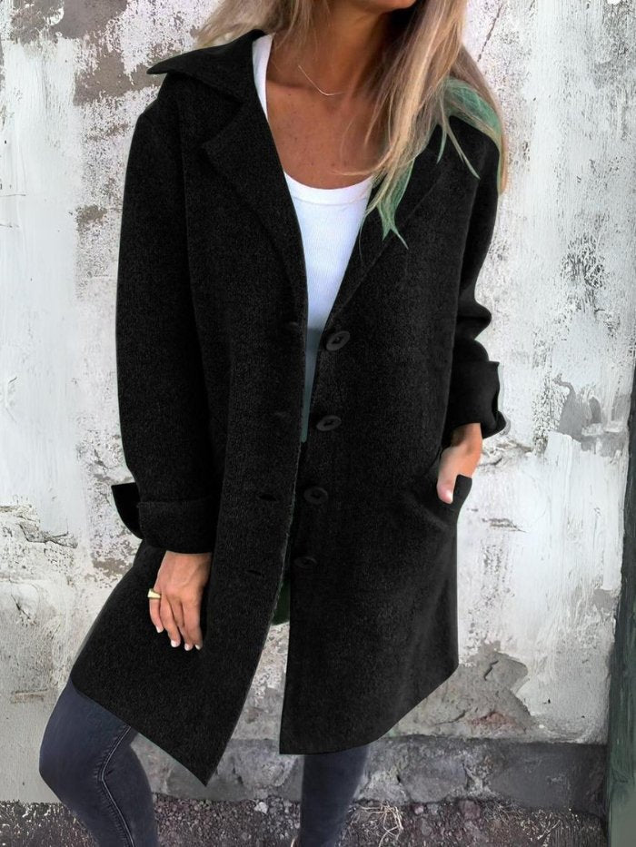 VERONICA | LAPEL COLLAR BUTTON-FRONT COAT