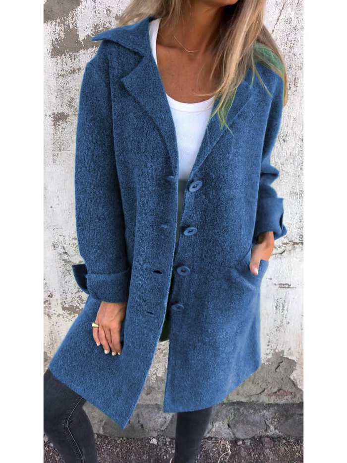 VERONICA | LAPEL COLLAR BUTTON-FRONT COAT