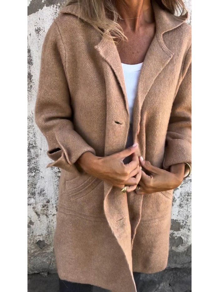 VERONICA | LAPEL COLLAR BUTTON-FRONT COAT
